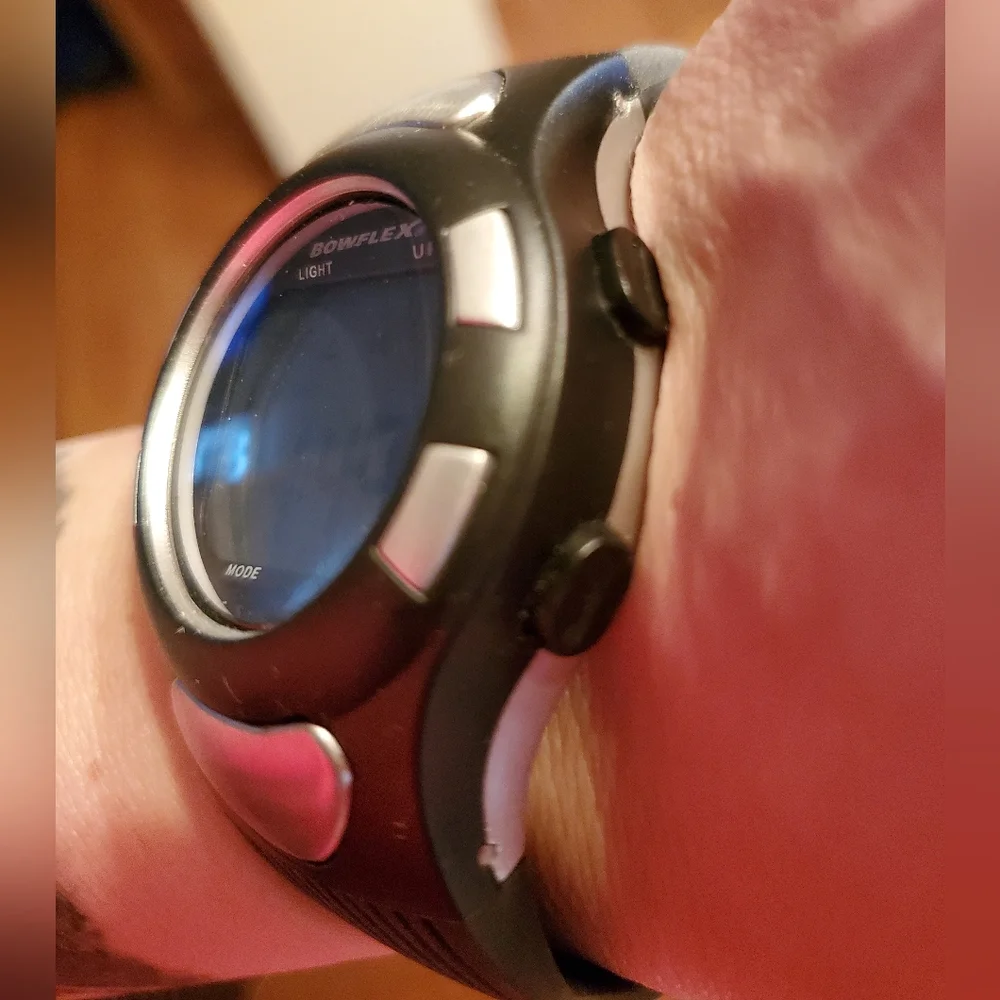 Bowflex Black & Silver Tone Silicone Watch & Heart Monitor